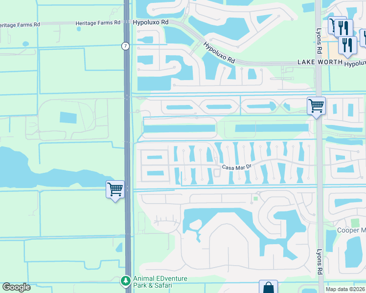 map of restaurants, bars, coffee shops, grocery stores, and more near 7788 Brookmar Court in Lake Worth