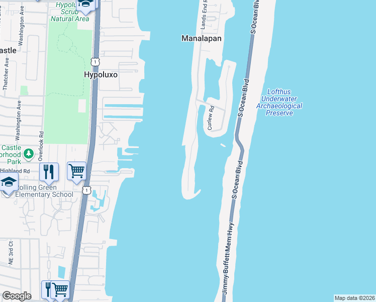 map of restaurants, bars, coffee shops, grocery stores, and more near 1645 Lands End Road in Lantana