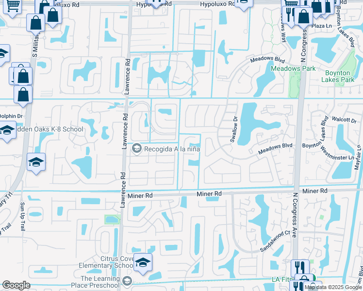 map of restaurants, bars, coffee shops, grocery stores, and more near 1209 Fosters Mill Lane in Boynton Beach