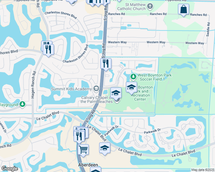 map of restaurants, bars, coffee shops, grocery stores, and more near 7809 Jog Road in Lake Worth Beach