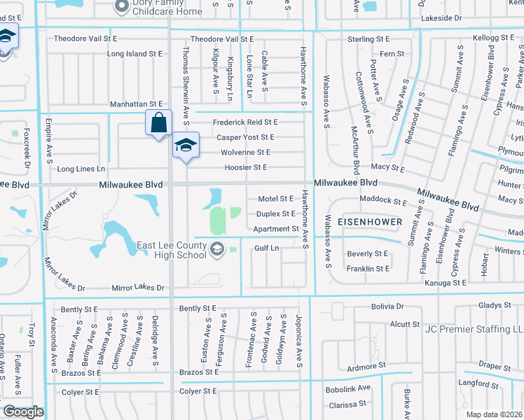 map of restaurants, bars, coffee shops, grocery stores, and more near 854 Duplex Street East in Lehigh Acres