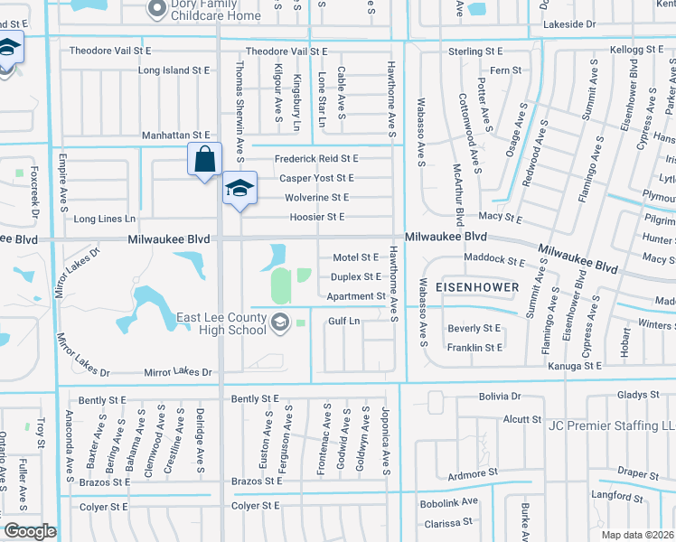 map of restaurants, bars, coffee shops, grocery stores, and more near 854 Duplex Street East in Lehigh Acres