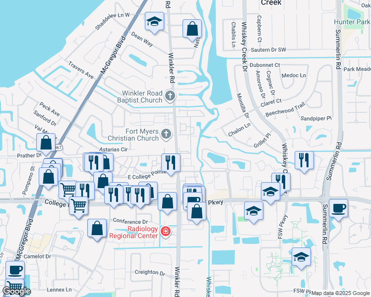 map of restaurants, bars, coffee shops, grocery stores, and more near 5790 Harbour Club Road in Fort Myers