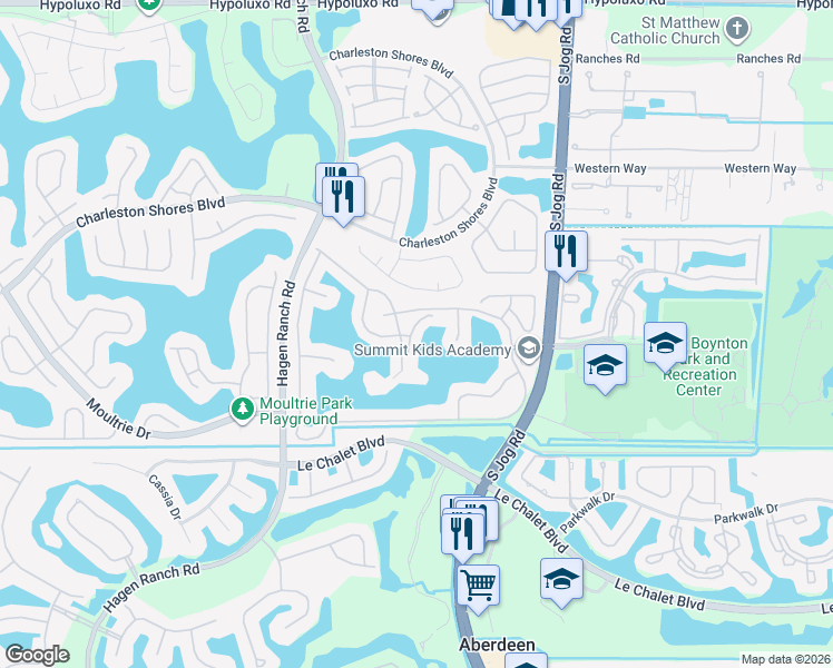 map of restaurants, bars, coffee shops, grocery stores, and more near 7720 Stone Harbour Drive in Greenacres