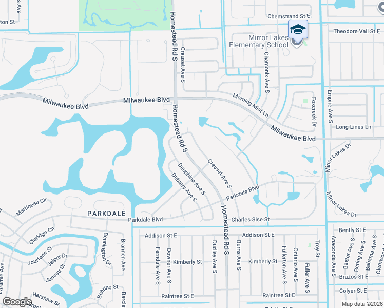 map of restaurants, bars, coffee shops, grocery stores, and more near 650 Homestead Road South in Lehigh Acres