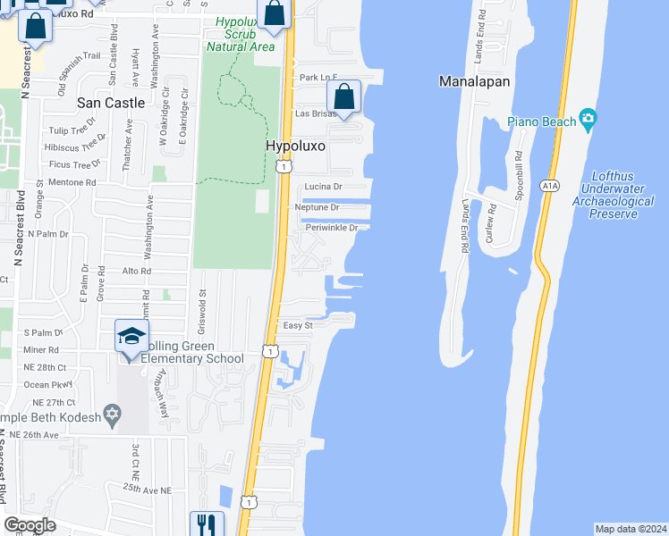 map of restaurants, bars, coffee shops, grocery stores, and more near 7848 South Federal Highway in Lake Worth