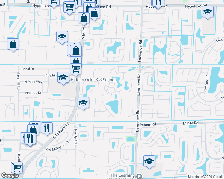 map of restaurants, bars, coffee shops, grocery stores, and more near 4130 Grove Park Lane in Boynton Beach