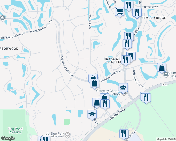 map of restaurants, bars, coffee shops, grocery stores, and more near 11861 Misty Arbor Run in Fort Myers