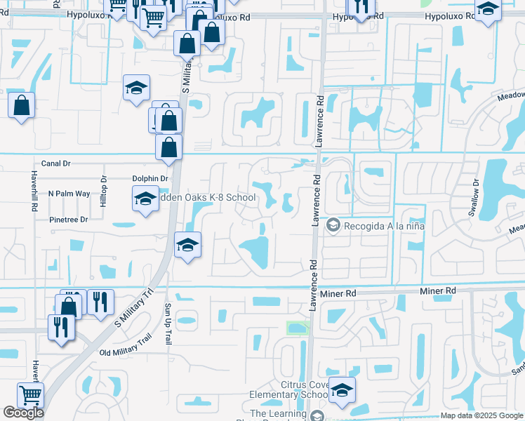 map of restaurants, bars, coffee shops, grocery stores, and more near 7692 Kings Ride in Boynton Beach