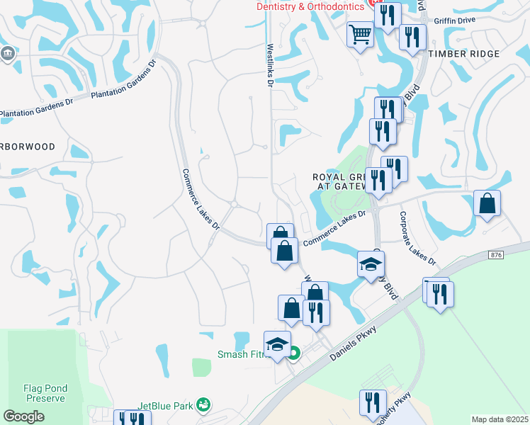 map of restaurants, bars, coffee shops, grocery stores, and more near 11861 Misty Arbor Run in Fort Myers