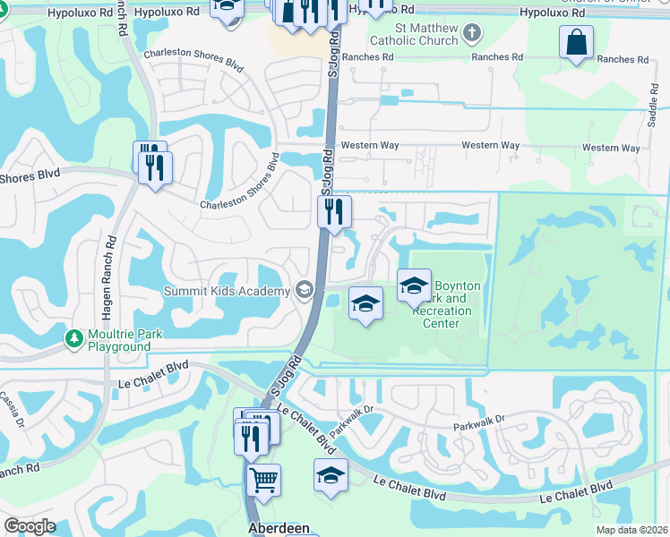 map of restaurants, bars, coffee shops, grocery stores, and more near 6589 Marisa Circle in Lake Worth