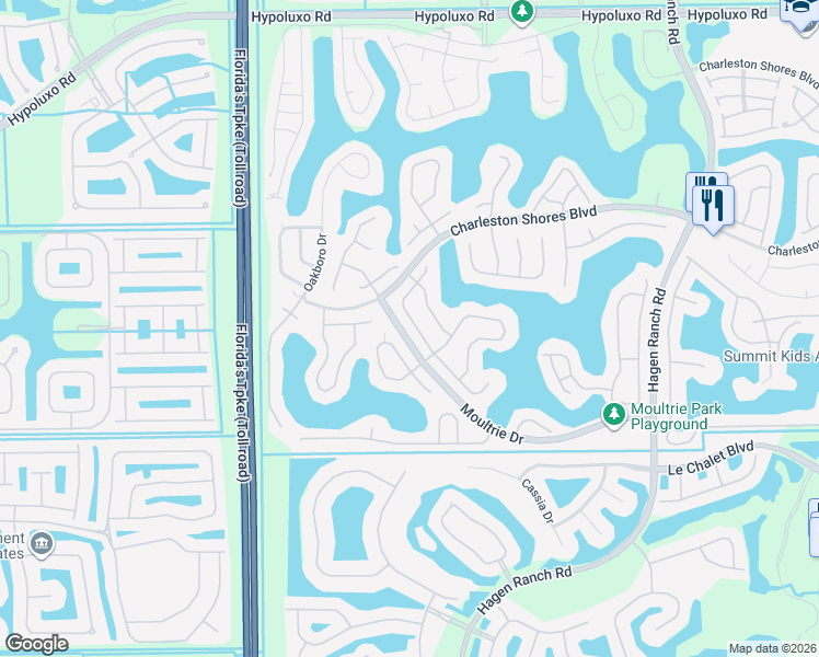 map of restaurants, bars, coffee shops, grocery stores, and more near 7613 Hollington Place in Lake Worth