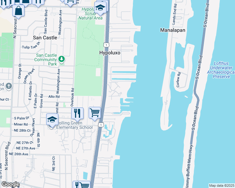 map of restaurants, bars, coffee shops, grocery stores, and more near 200 Scotia Drive in Hypoluxo