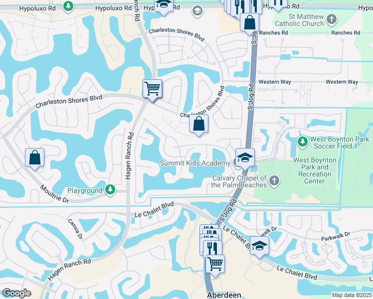 map of restaurants, bars, coffee shops, grocery stores, and more near 7701 Stone Harbour Drive in Lake Worth