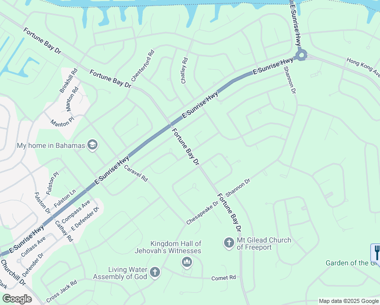 map of restaurants, bars, coffee shops, grocery stores, and more near Fortune Bay Drive in Freeport