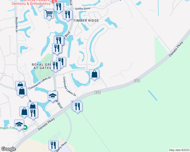 map of restaurants, bars, coffee shops, grocery stores, and more near 12960 Commerce Lakes Drive in Fort Myers