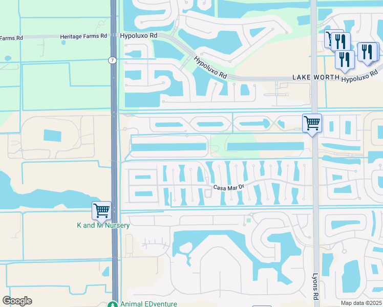 map of restaurants, bars, coffee shops, grocery stores, and more near 9304 Wrangler Drive in Lake Worth