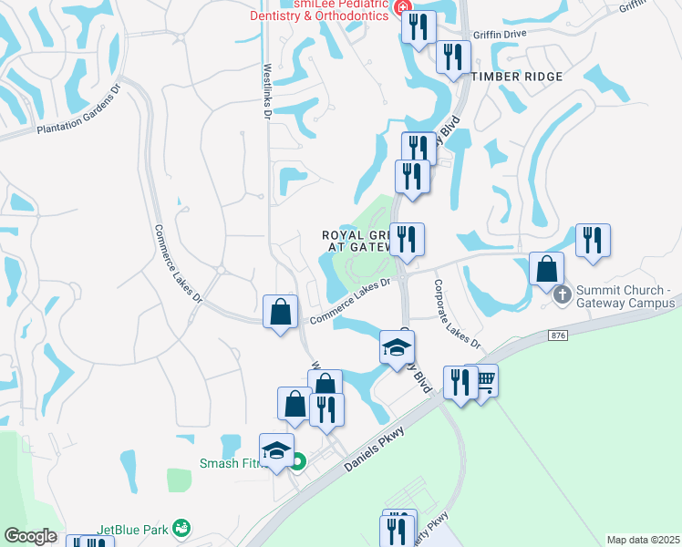 map of restaurants, bars, coffee shops, grocery stores, and more near 11540 Villa Grand in Fort Myers