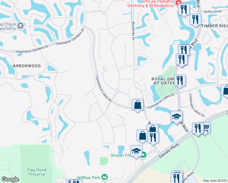 map of restaurants, bars, coffee shops, grocery stores, and more near 11869 Hickory Estate Circle in Fort Myers