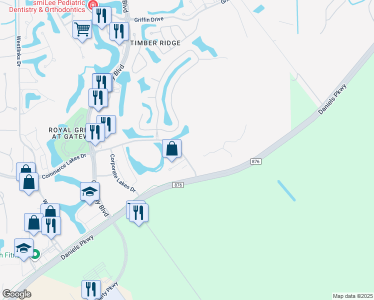 map of restaurants, bars, coffee shops, grocery stores, and more near 12801 Commerce Lakes Drive in Fort Myers