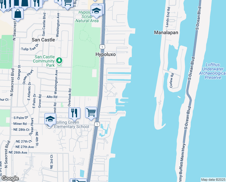 map of restaurants, bars, coffee shops, grocery stores, and more near 200 Scotia Drive in Hypoluxo