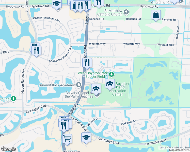 map of restaurants, bars, coffee shops, grocery stores, and more near 7904 Sonoma Springs Circle in Lake Worth
