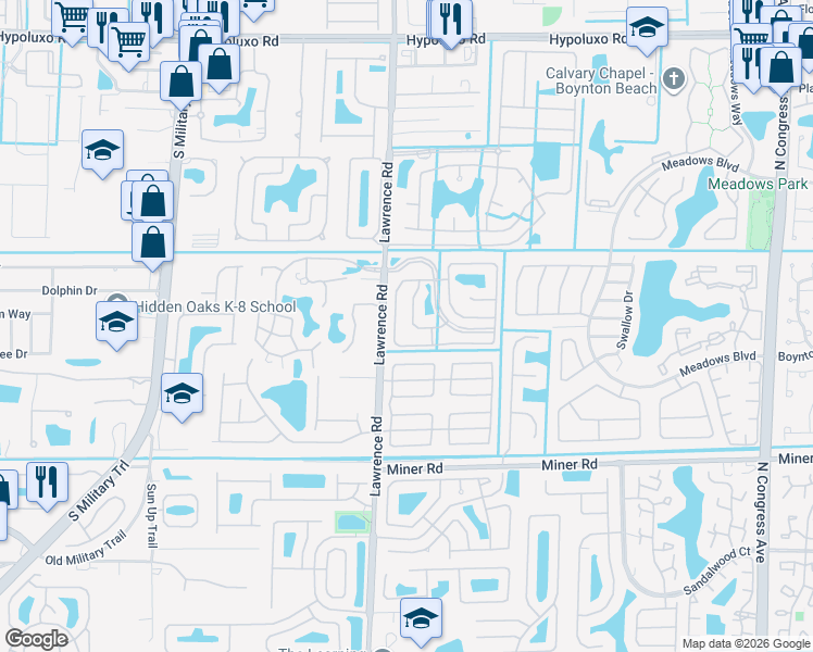 map of restaurants, bars, coffee shops, grocery stores, and more near 1233 Sussex Street in Boynton Beach