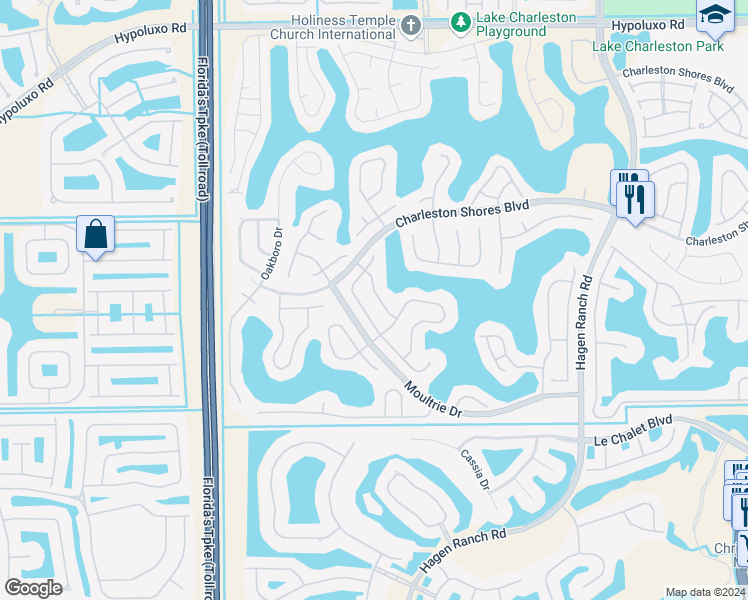 map of restaurants, bars, coffee shops, grocery stores, and more near 7613 Hollington Place in Lake Worth
