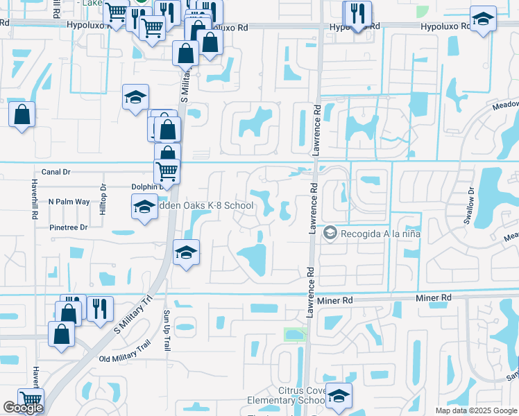map of restaurants, bars, coffee shops, grocery stores, and more near 7692 Kings Ride in Boynton Beach