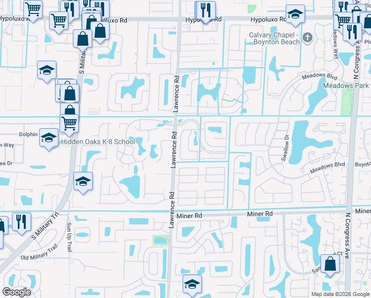 map of restaurants, bars, coffee shops, grocery stores, and more near 1233 Sussex Street in Boynton Beach