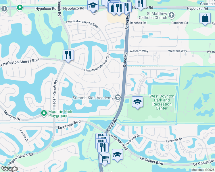 map of restaurants, bars, coffee shops, grocery stores, and more near 6672 Marisa Circle in Lake Worth