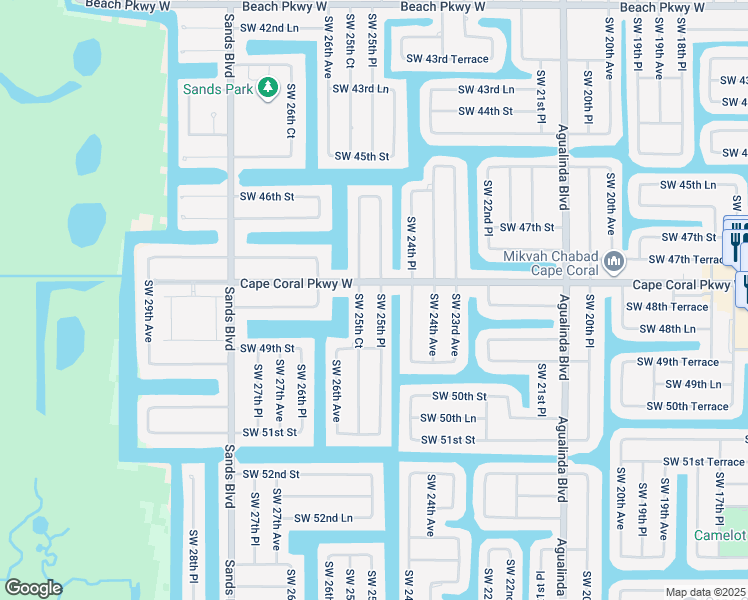 map of restaurants, bars, coffee shops, grocery stores, and more near 4809 Southwest 25th Court in Cape Coral