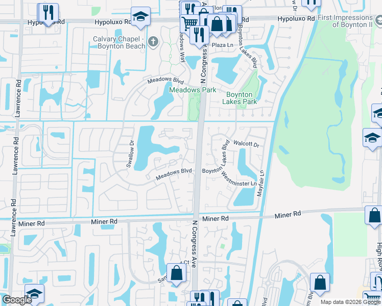 map of restaurants, bars, coffee shops, grocery stores, and more near 6604 Dryden Court in Boynton Beach