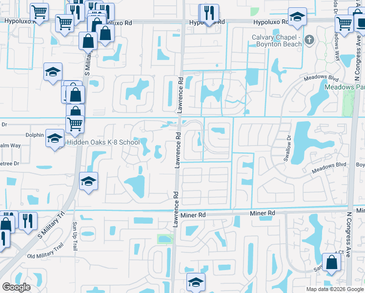 map of restaurants, bars, coffee shops, grocery stores, and more near 1035 Fairfax Circle West in Boynton Beach