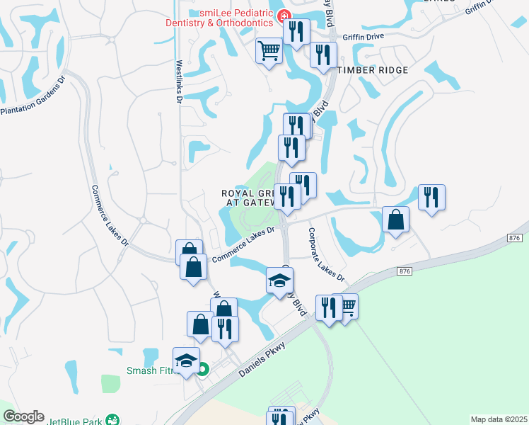 map of restaurants, bars, coffee shops, grocery stores, and more near 11571 Villa Grand in Fort Myers
