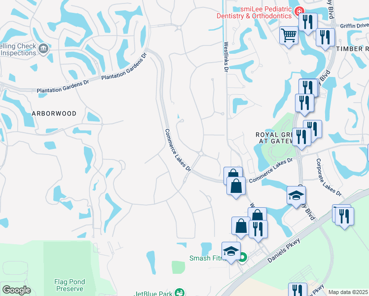 map of restaurants, bars, coffee shops, grocery stores, and more near 12035 Hawthorn Lake Drive in Fort Myers