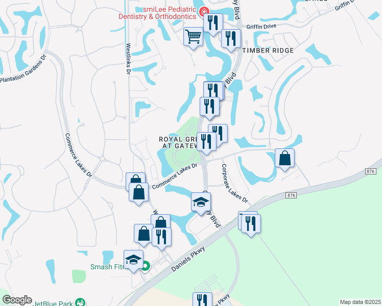 map of restaurants, bars, coffee shops, grocery stores, and more near 11571 Villa Grand in Fort Myers