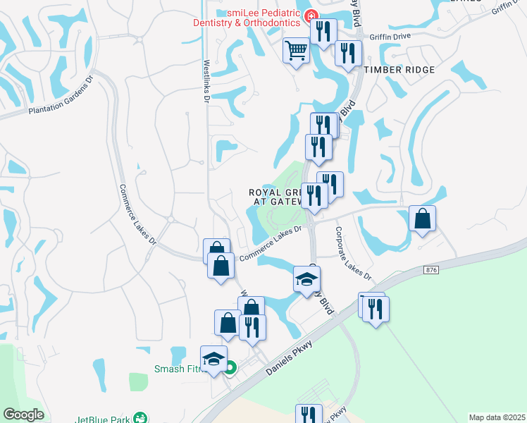 map of restaurants, bars, coffee shops, grocery stores, and more near 11530 Villa Grand in Fort Myers