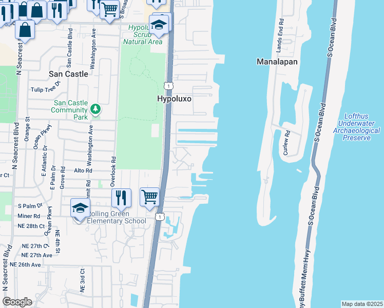 map of restaurants, bars, coffee shops, grocery stores, and more near 200 Scotia Drive in Hypoluxo