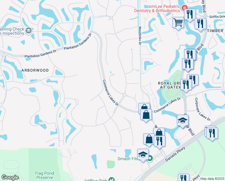 map of restaurants, bars, coffee shops, grocery stores, and more near 12035 Hawthorn Lake Drive in Fort Myers