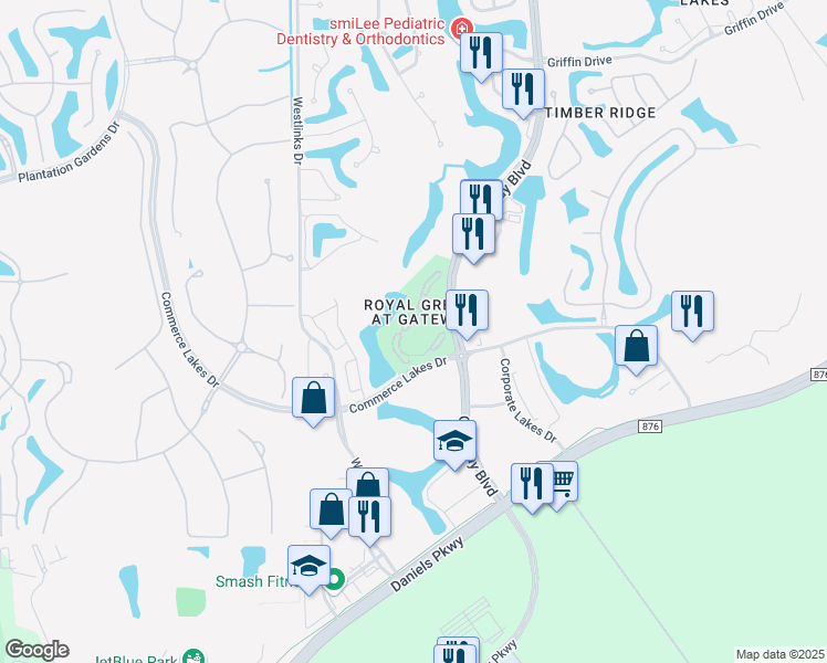 map of restaurants, bars, coffee shops, grocery stores, and more near 11521 Villa Grand in Fort Myers