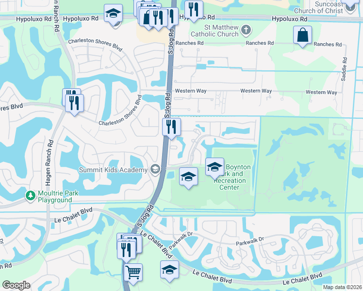 map of restaurants, bars, coffee shops, grocery stores, and more near 7904 Sonoma Springs Circle in Lake Worth