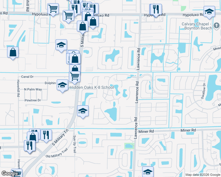 map of restaurants, bars, coffee shops, grocery stores, and more near 7660 Kings Ride in Boynton Beach