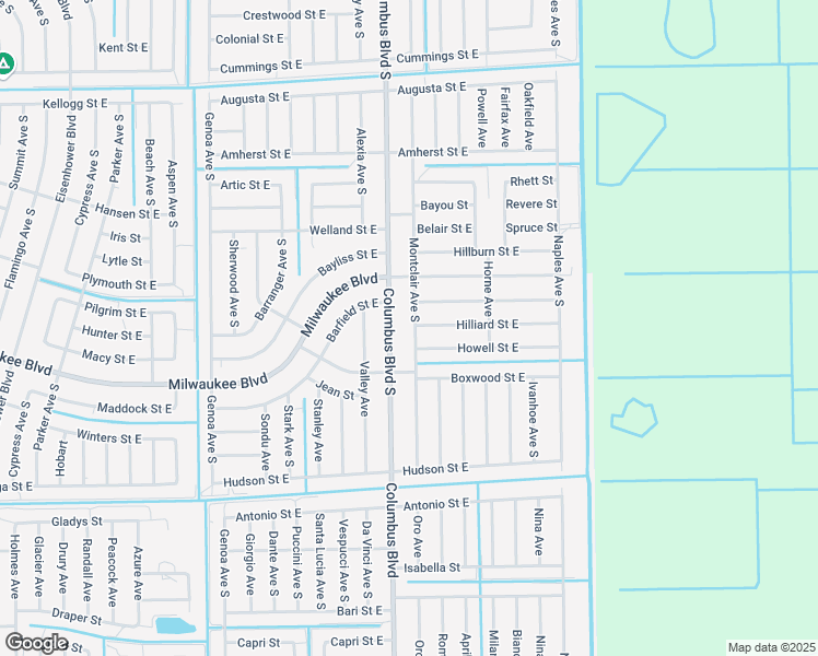 map of restaurants, bars, coffee shops, grocery stores, and more near 616 Montclair Avenue South in Lehigh Acres