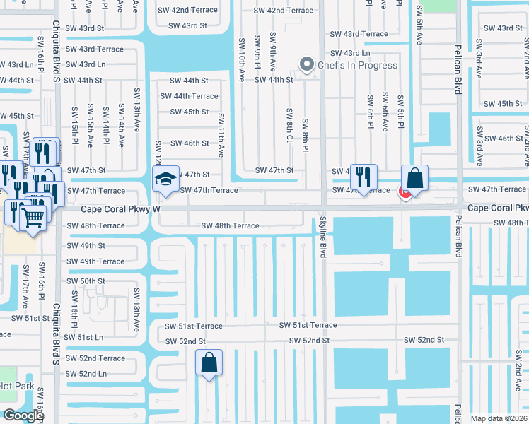 map of restaurants, bars, coffee shops, grocery stores, and more near 914 Cape Coral Parkway West in Cape Coral