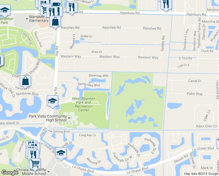 map of restaurants, bars, coffee shops, grocery stores, and more near 7628 Sierra Ridge Lane in Lake Worth