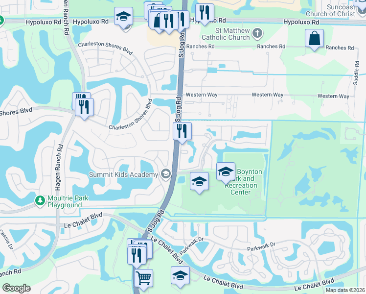map of restaurants, bars, coffee shops, grocery stores, and more near 6589 Marisa Circle in Lake Worth