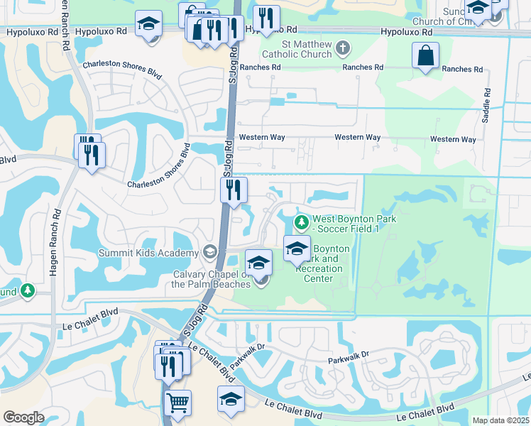 map of restaurants, bars, coffee shops, grocery stores, and more near 7904 Sonoma Springs Circle in Lake Worth