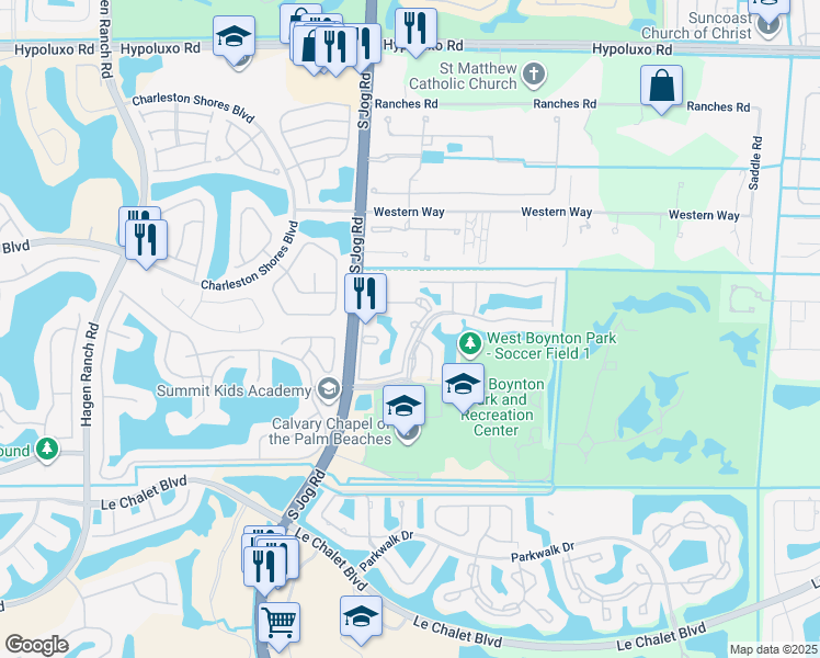 map of restaurants, bars, coffee shops, grocery stores, and more near 7904 Sonoma Springs Circle in Lake Worth