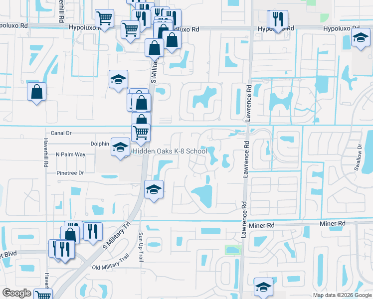 map of restaurants, bars, coffee shops, grocery stores, and more near 7689 Forest Green Lane in Boynton Beach